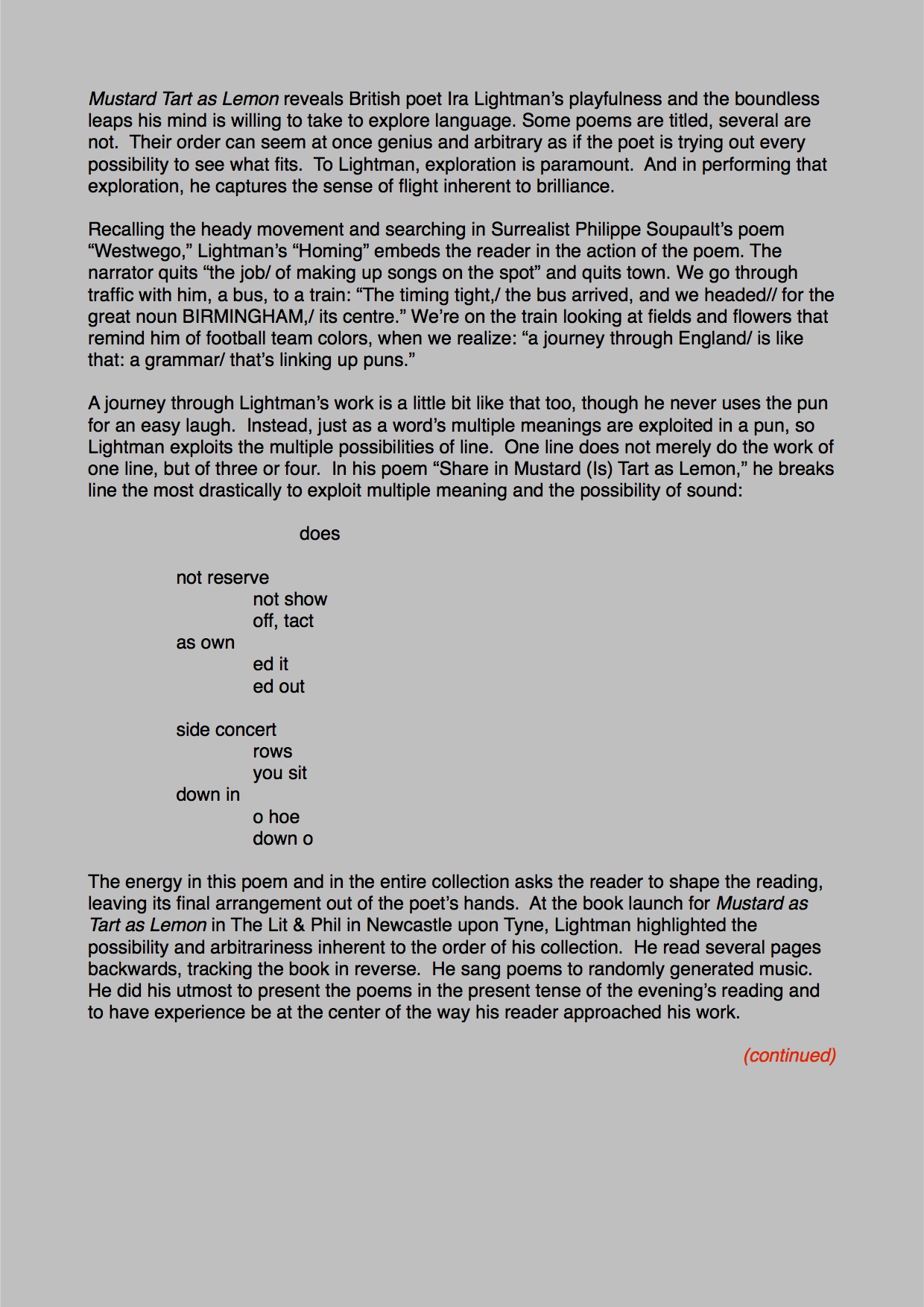 Ira lightman review